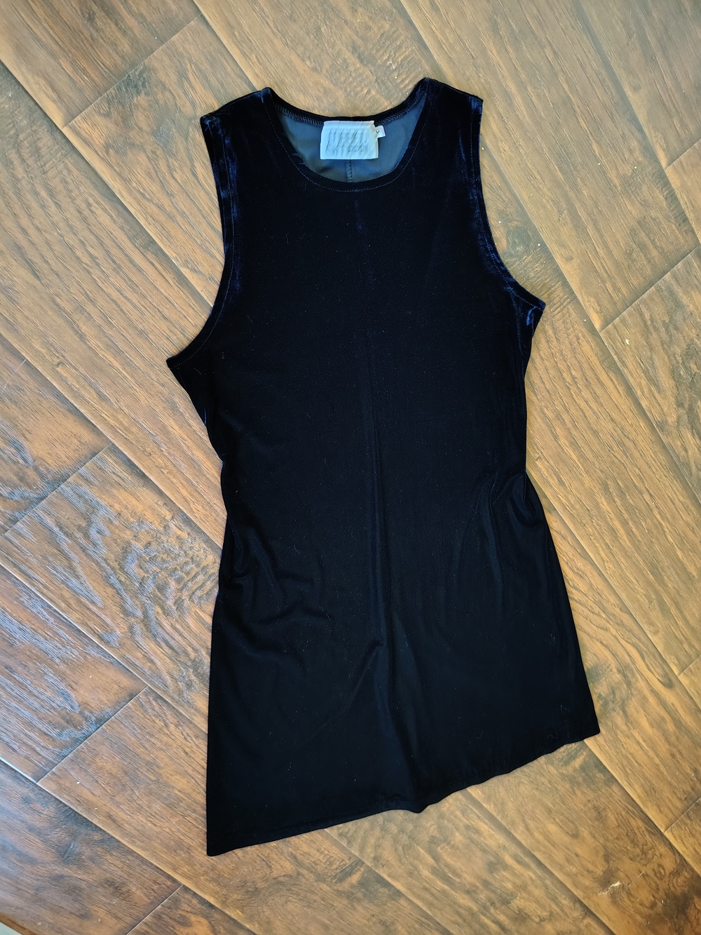 Vintage 90s Marian and Maral little black velvety sleeveless mini dress Size M